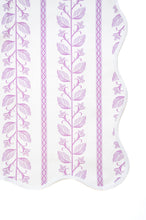 Load image into Gallery viewer, Scalloped Square Game Table Topper | Botanical Stripe - Lilac
