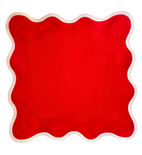 Load image into Gallery viewer, Linen Scalloped Square | Rosebud Red
