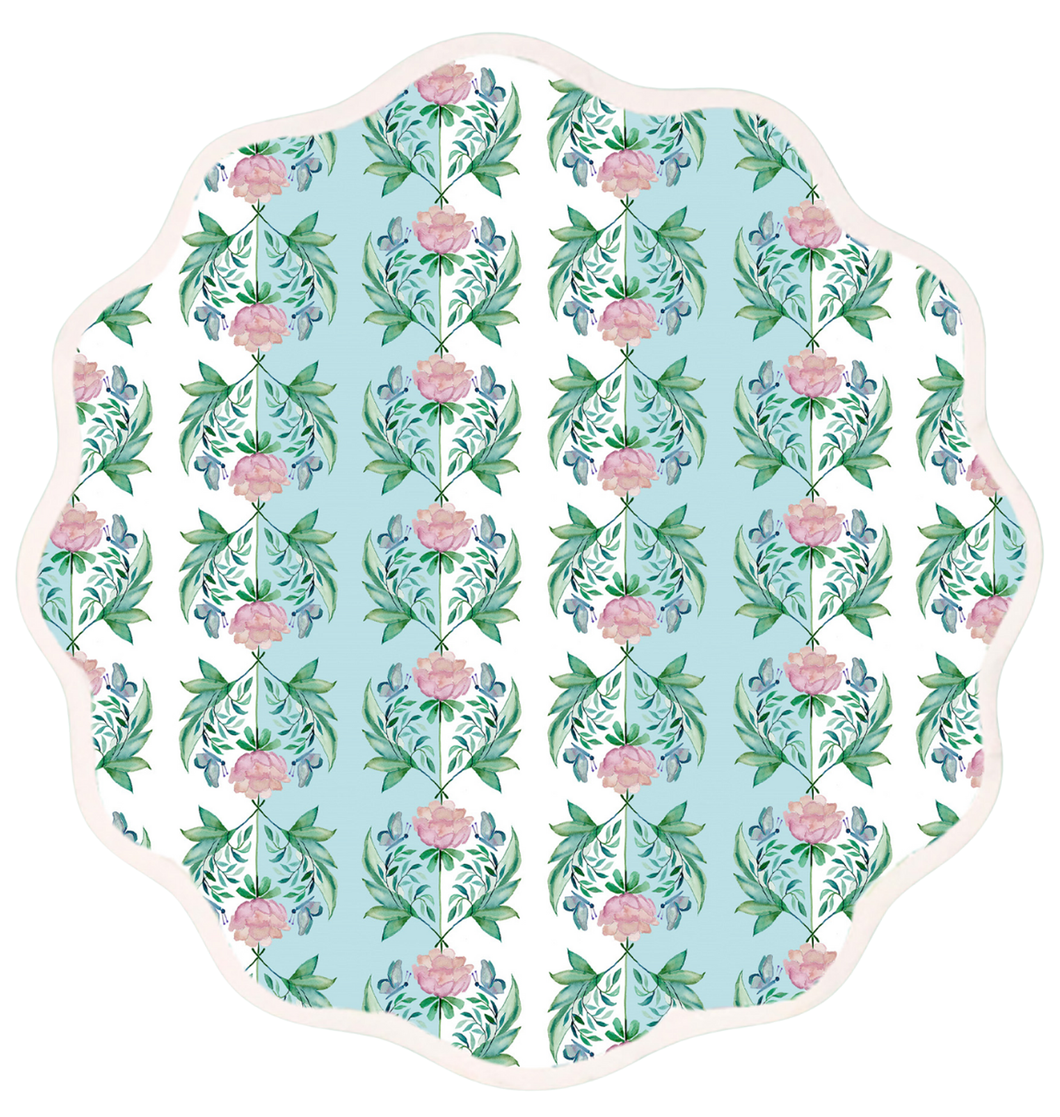 Round Scalloped Placemat | Garden Rose
