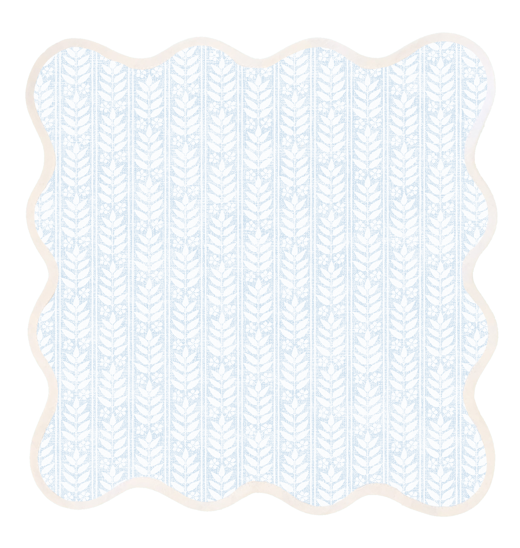 Square Scalloped Napkin - Mark in Blue