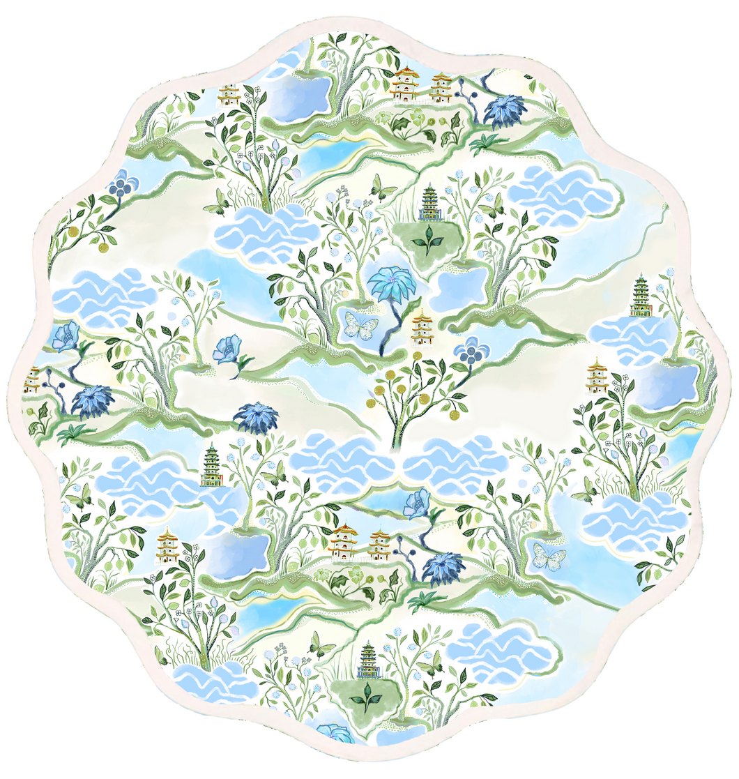 Round Scalloped Placemat | Blue Pagoda
