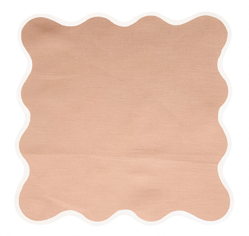 Linen Scalloped Square | Poppy Peach