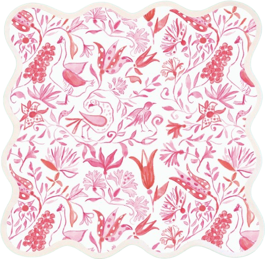 Square Scalloped Placemat | Birds of Paradise-Pink