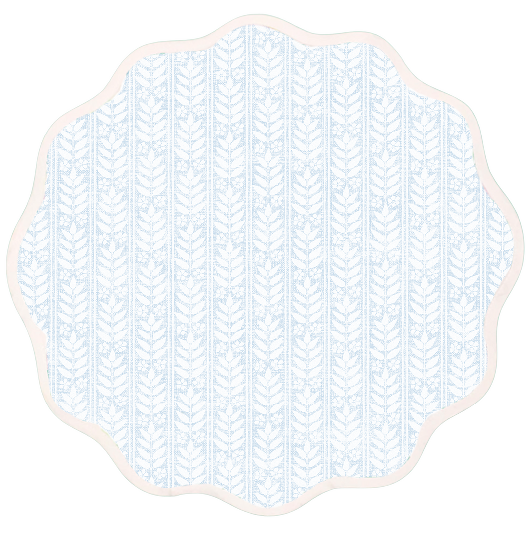 Round Scalloped Placemat - Mark in Blue