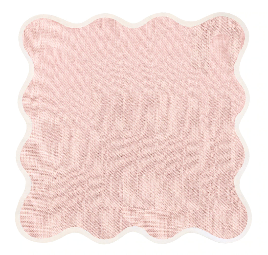 Linen Scalloped Square | Peony Pink