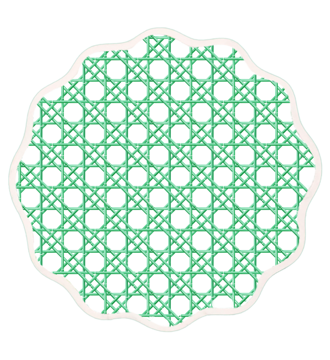 Round Scalloped Placemat | Green Cane