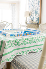 Load image into Gallery viewer, Scalloped Square Game Table Topper | Botanical Stripe - Green
