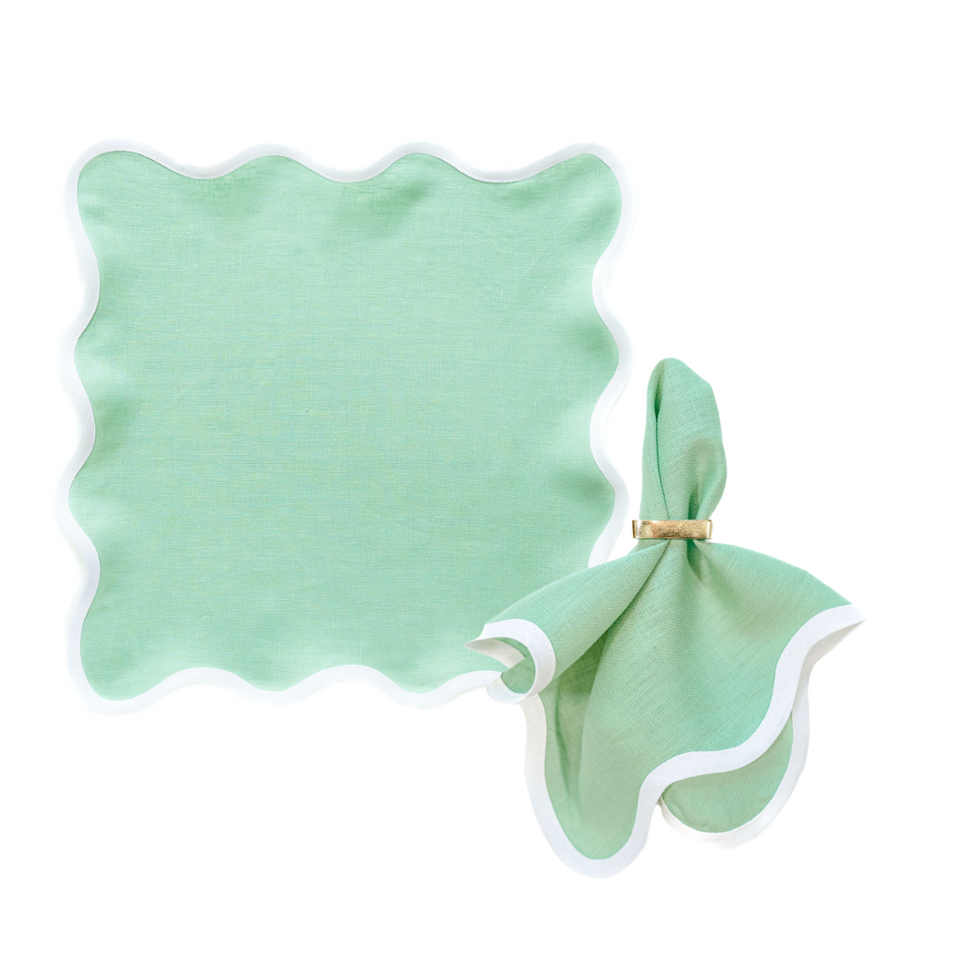 Linen Scalloped Square | Garden Green