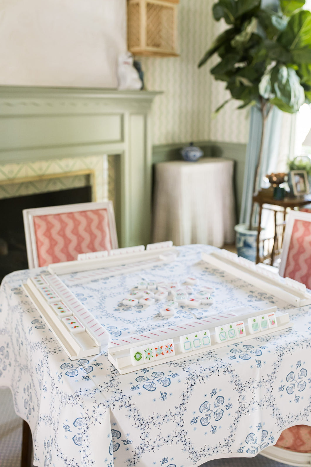 Scalloped Square Table Topper | Floral Trellis
