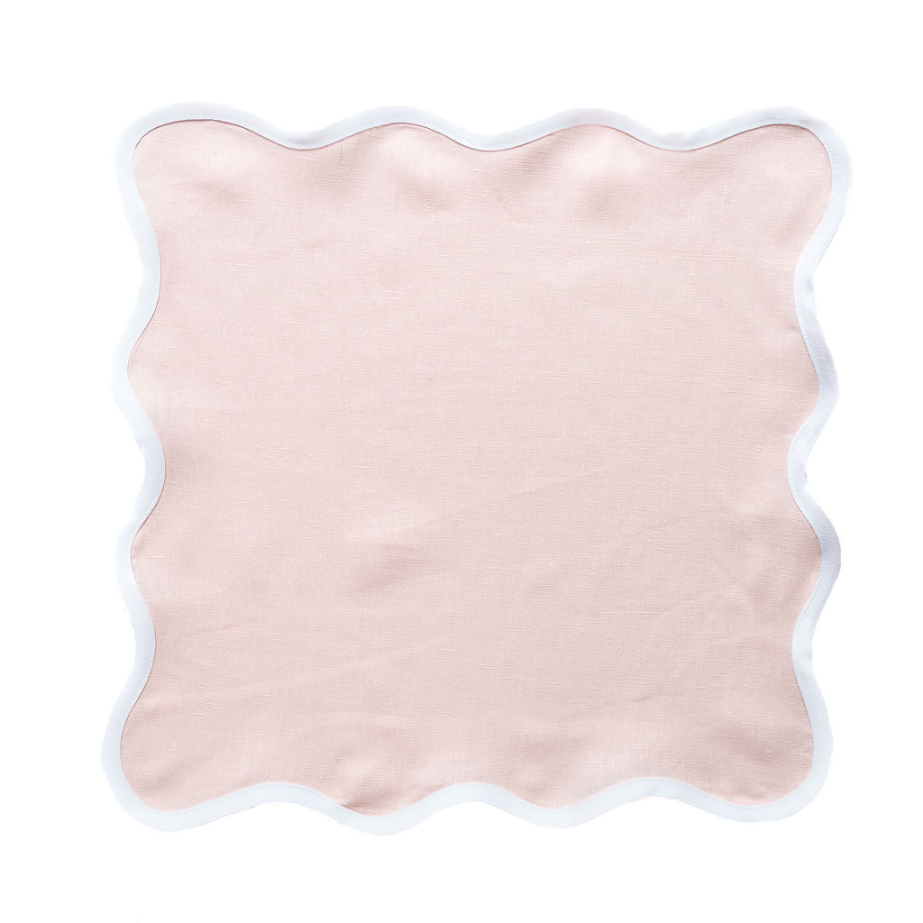 Linen Scalloped Square | Peony Pink