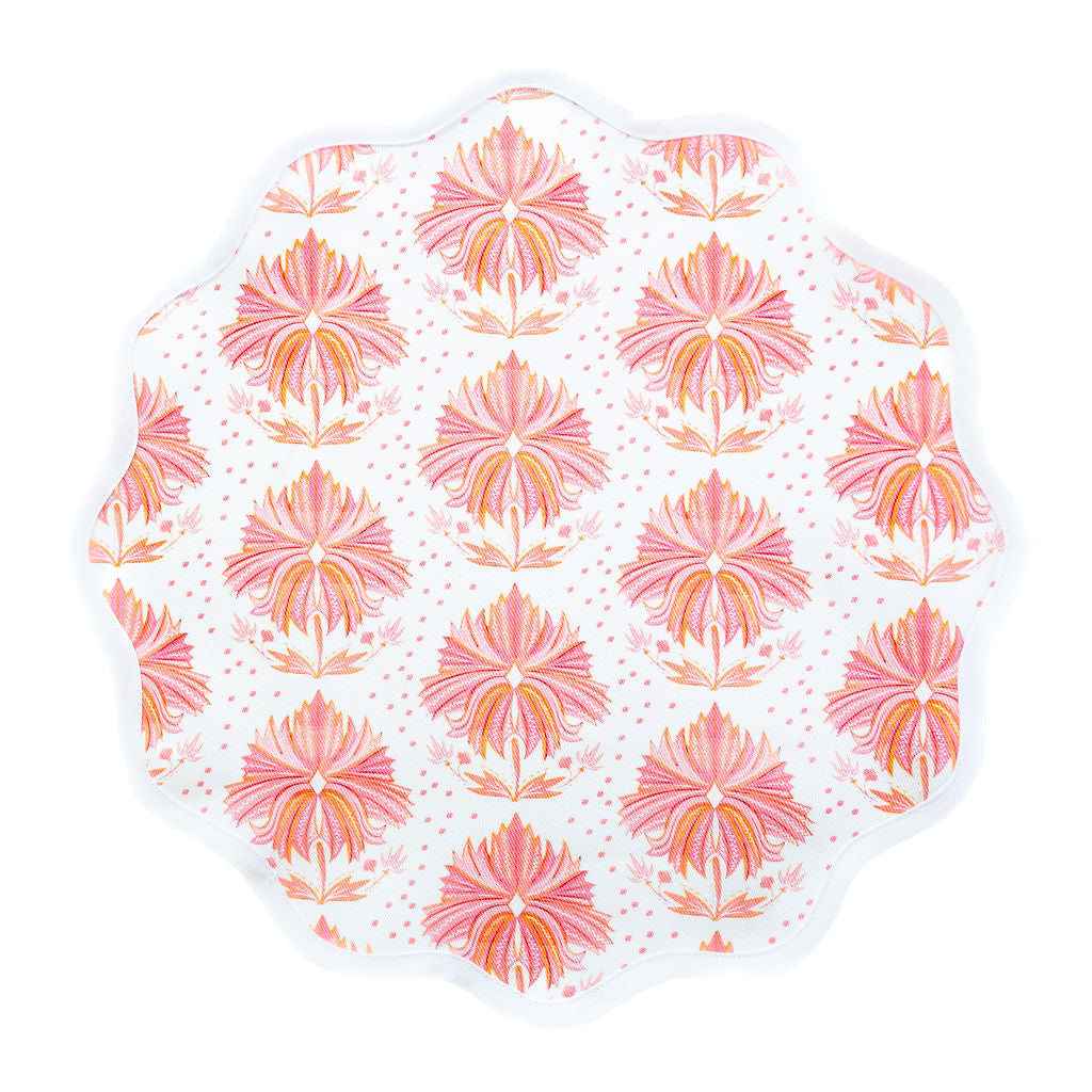 Round Scalloped Placemat | Lotus Flower
