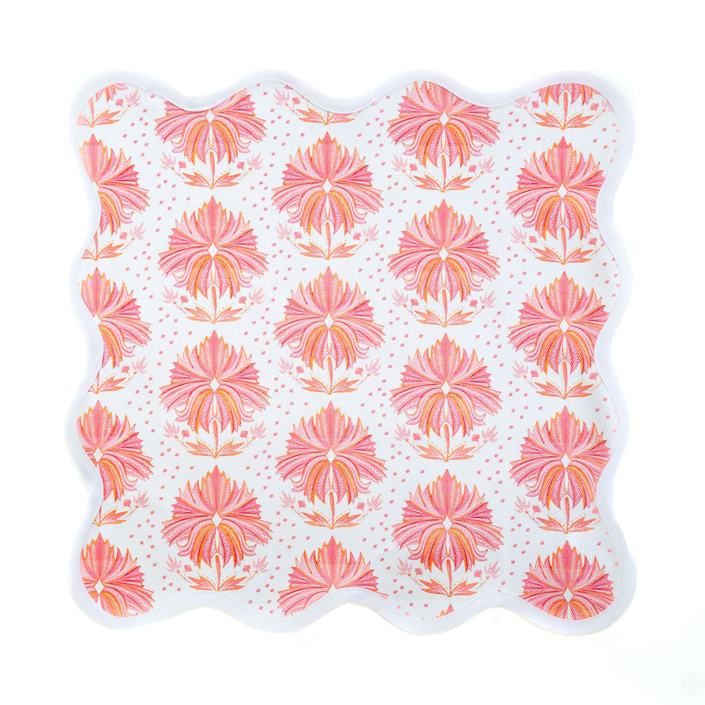 Square Scalloped Placemat | Lotus Flower