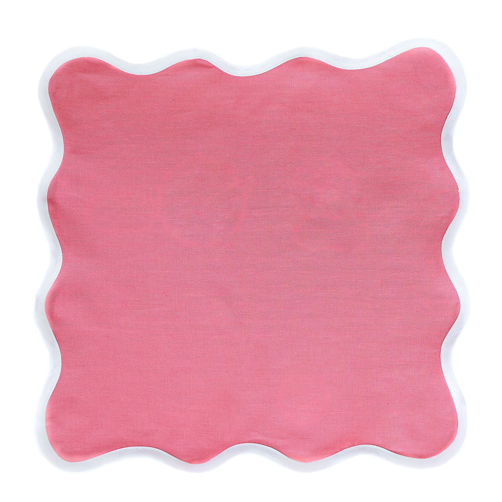 Linen Scalloped Square | Hibiscus Pink