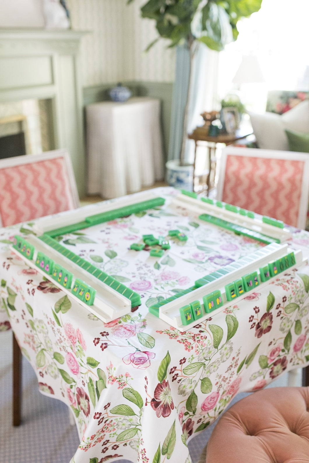 Scalloped Square Table Topper | Floral Chintz