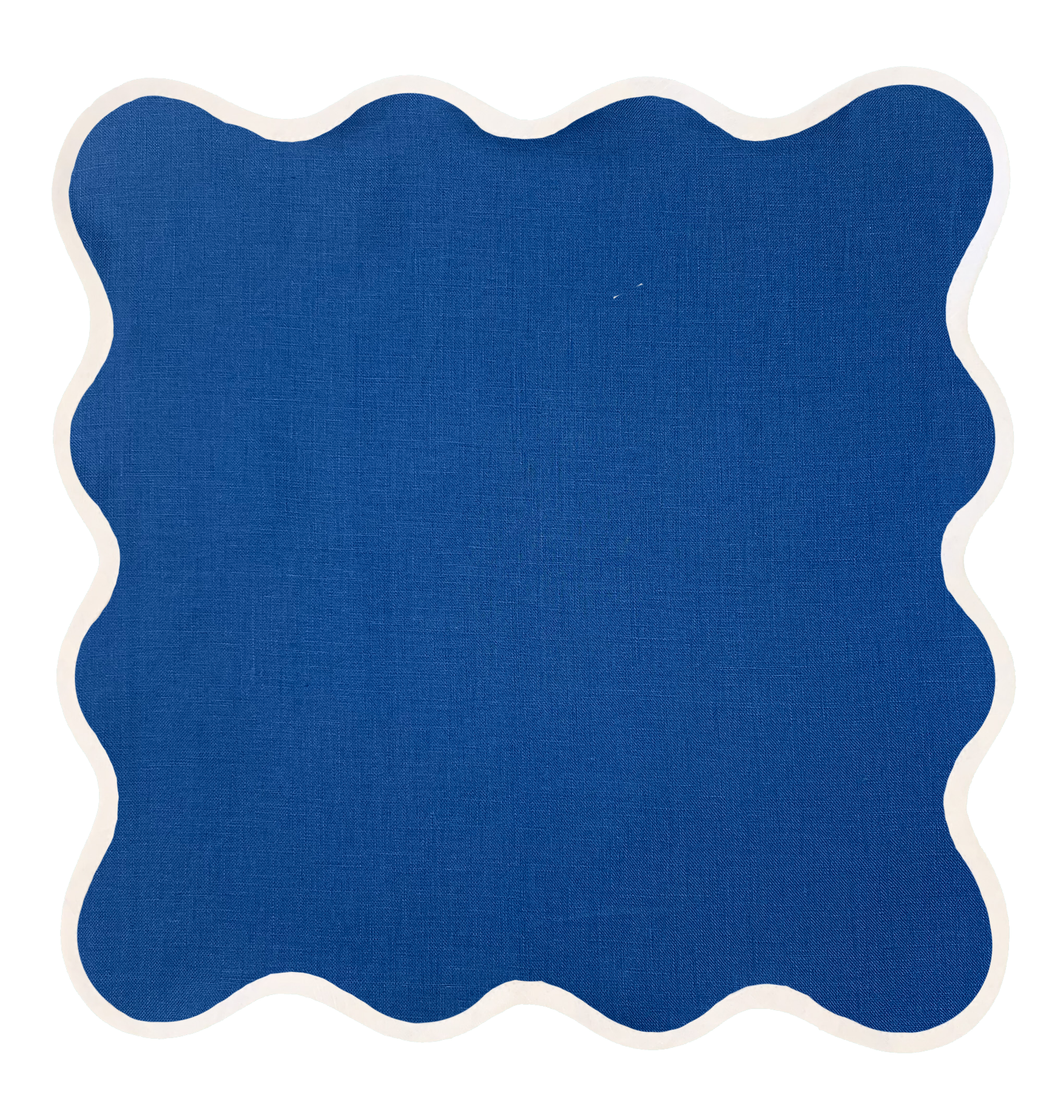 Linen Scalloped Square | French Blue