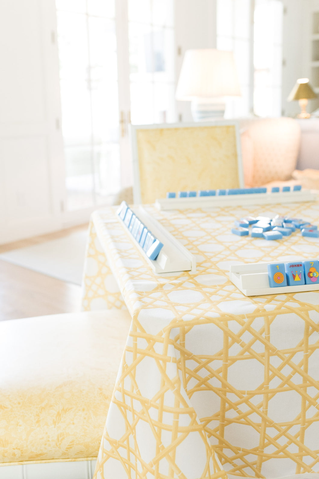 Scalloped Square Table Topper | Gold Cane