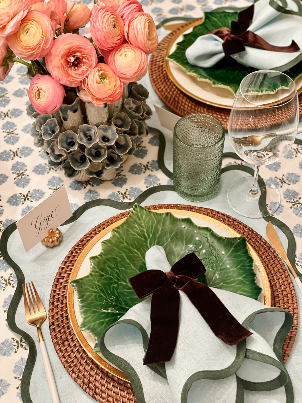 Rectangle Tablecloth | Lotus, Blue