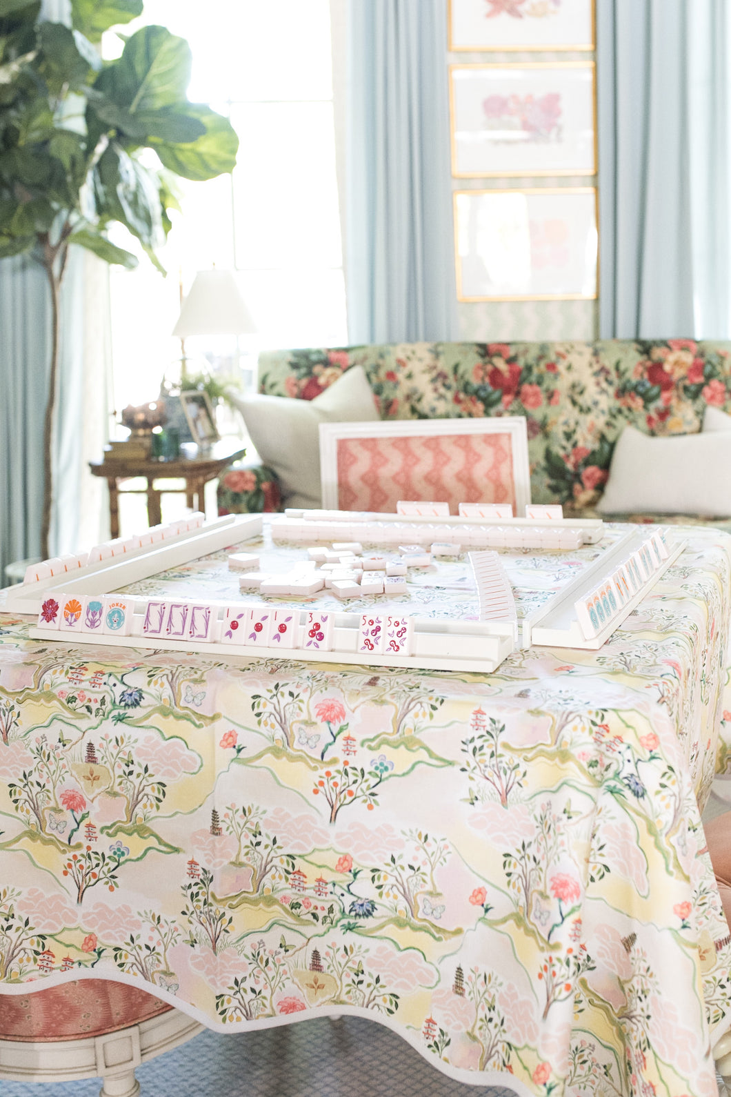 Scalloped Square Table Topper | Pink Pagoda