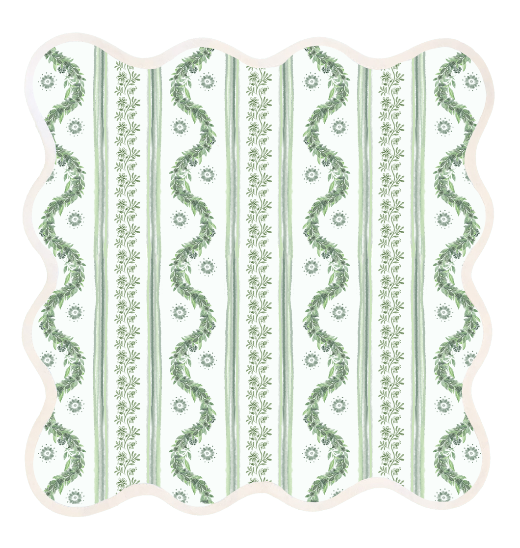 Square Scalloped Placemat | Boxwood Garden-Sage