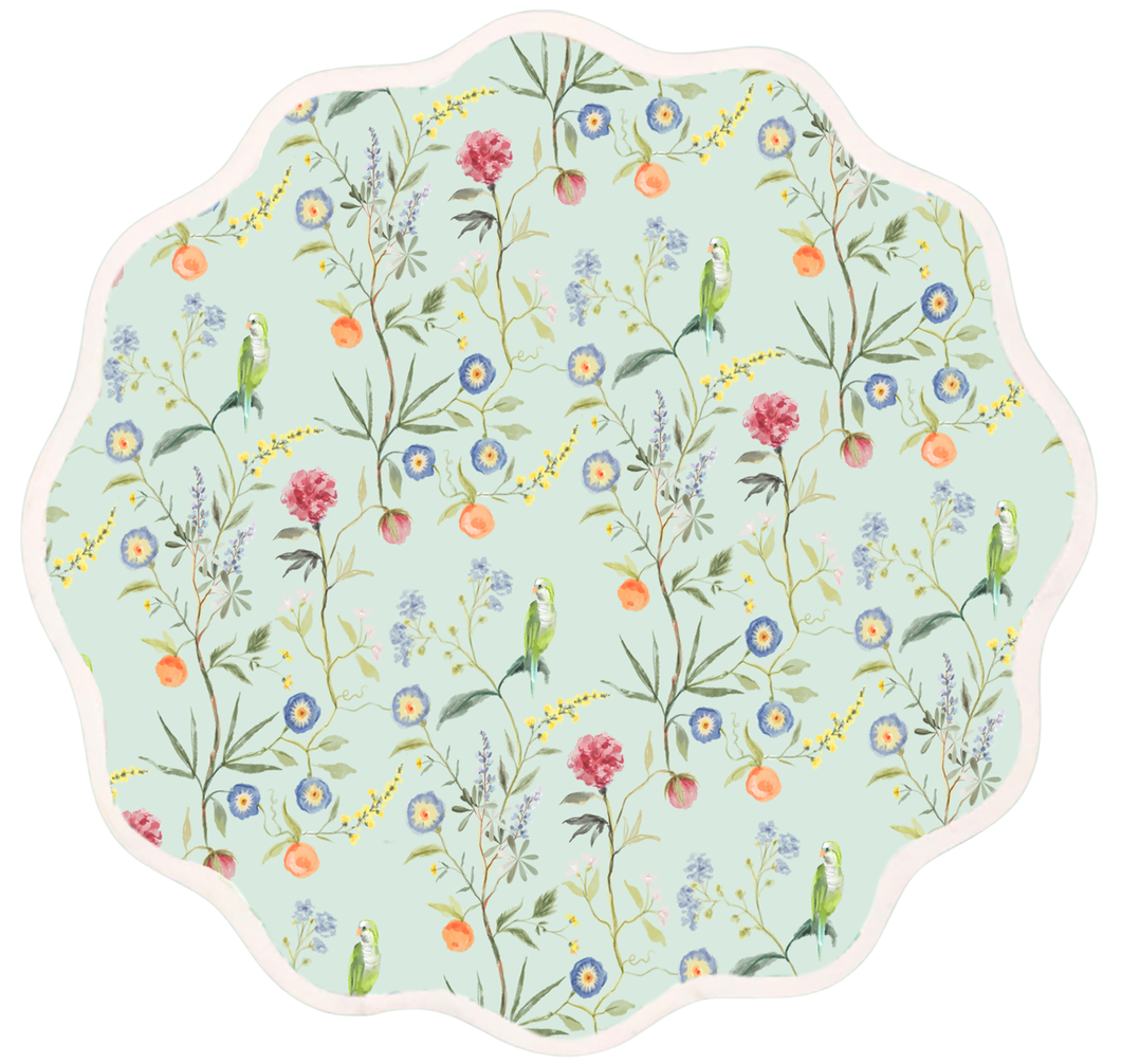 Round Scalloped Placemat | Jardin de Fleurs-Sage