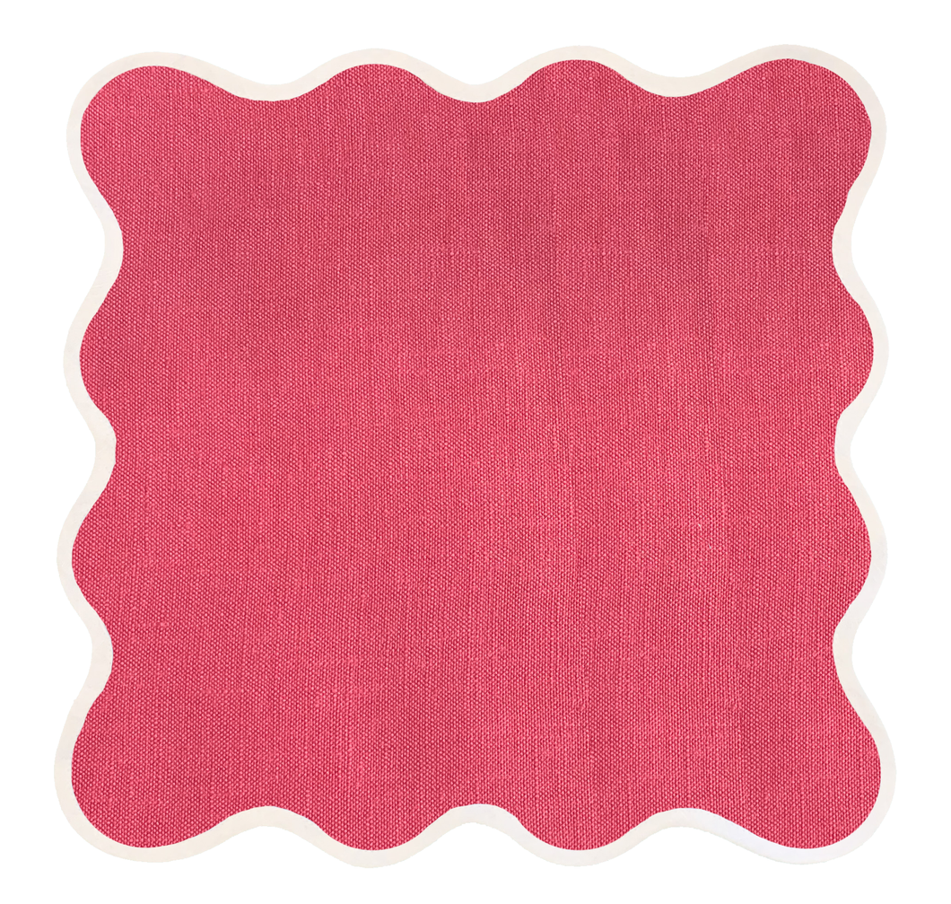 Linen Scalloped Square | Hibiscus Pink