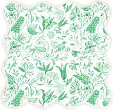 Load image into Gallery viewer, Square Scalloped Placemat | Birds of Paradise-Green

