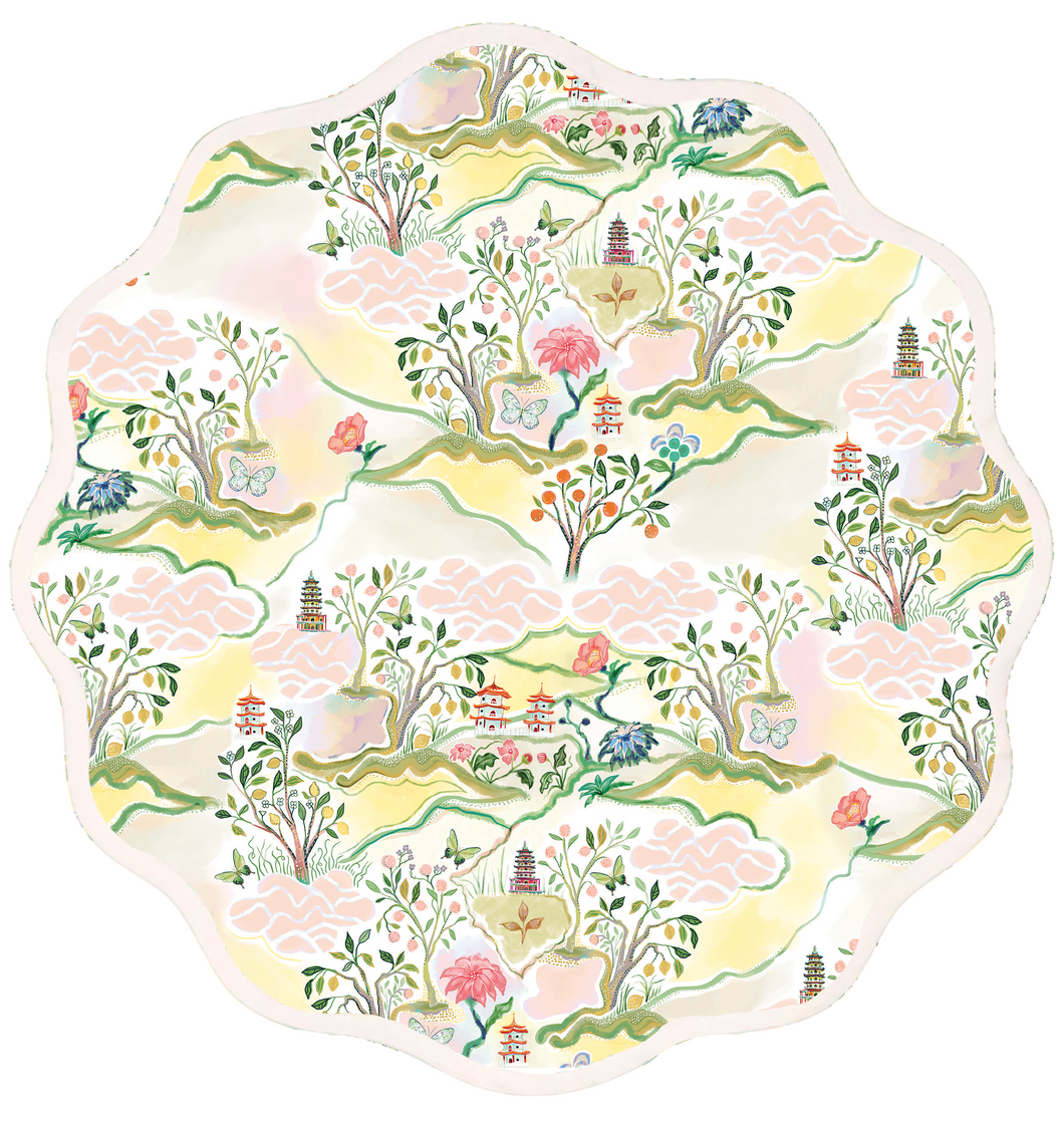 Round Scalloped Placemat | Pink Pagoda