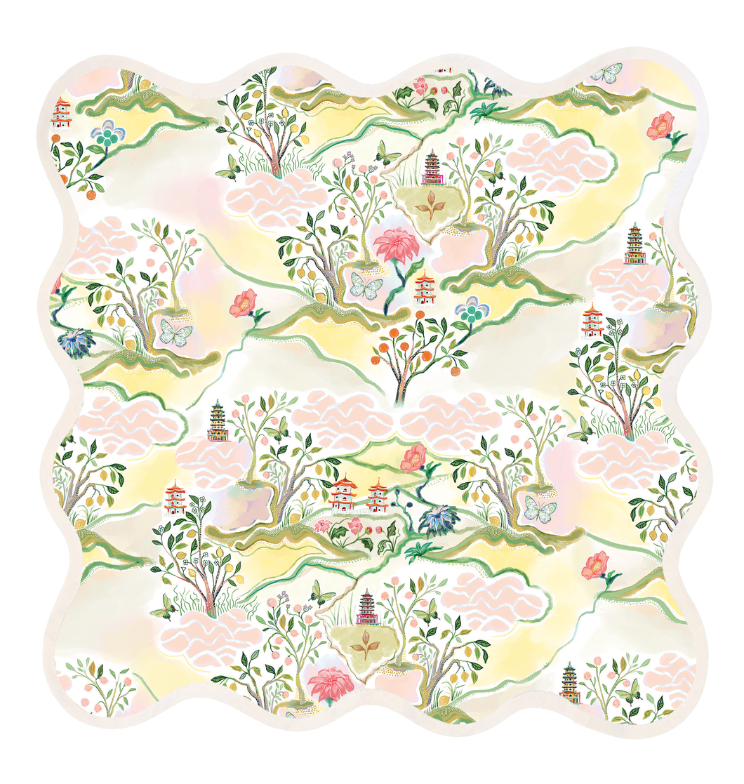Square Scalloped Placemat | Pink Pagoda