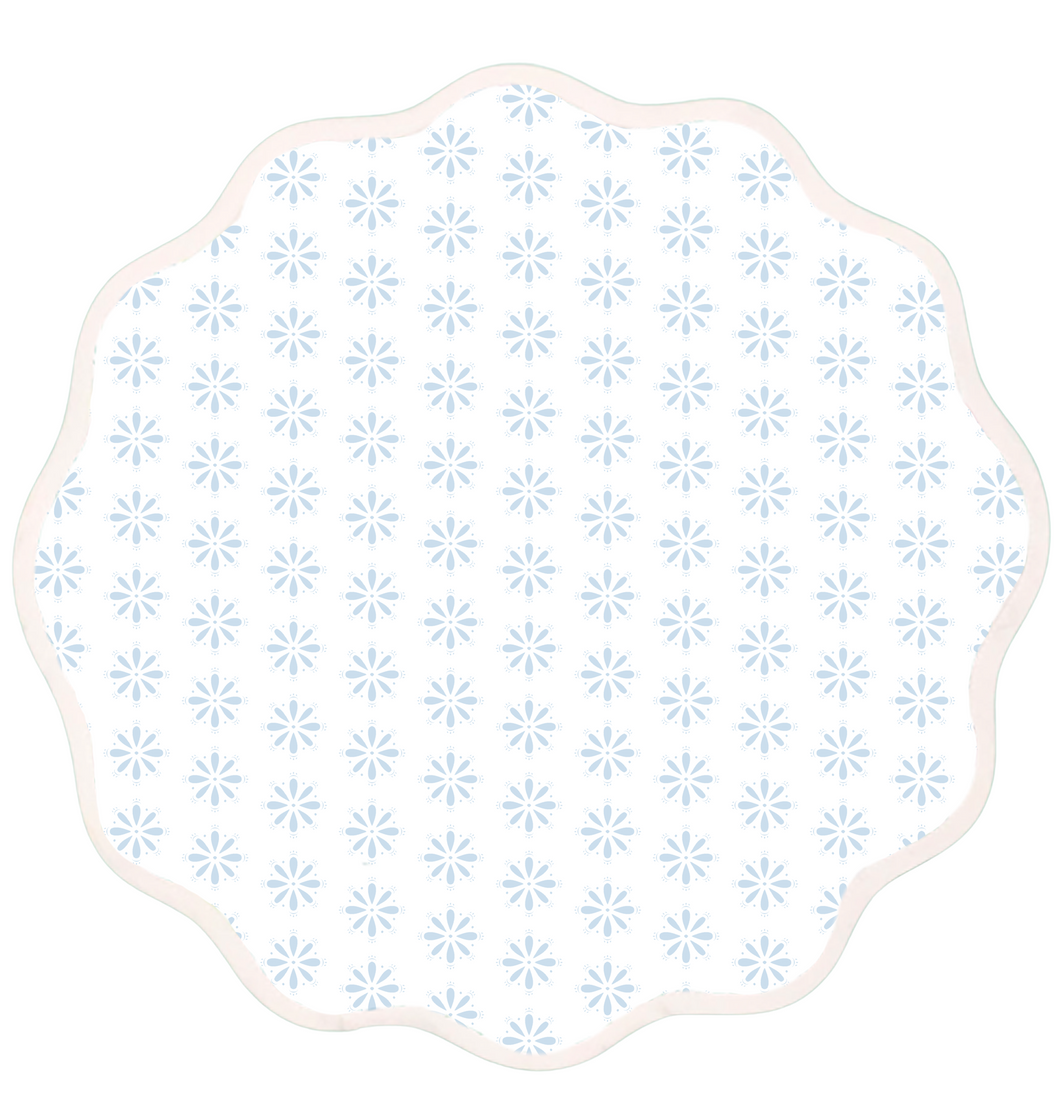 Round Scalloped Placemat - Libby in Blue