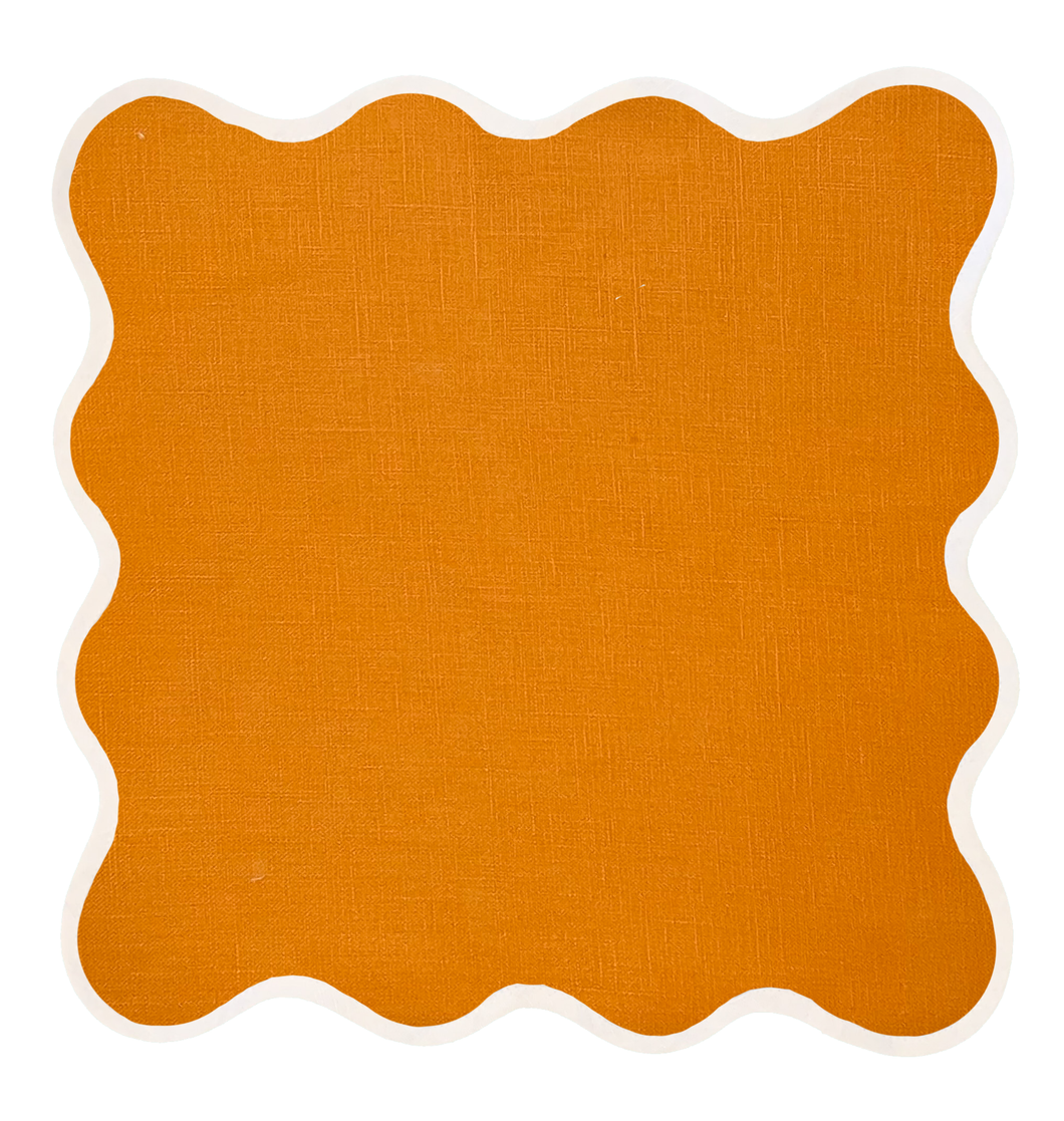 Linen Scalloped Square | Tangerine