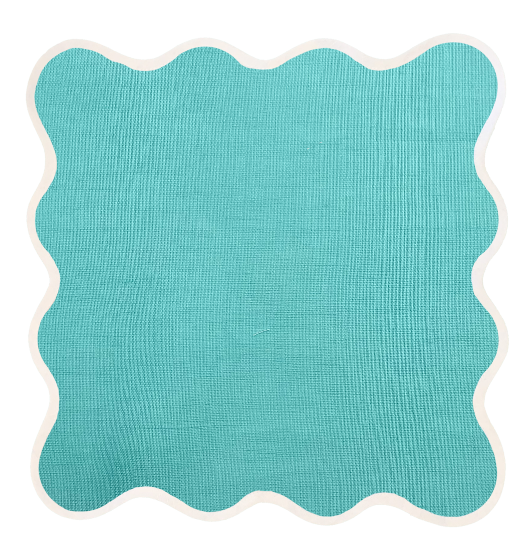 Linen Scalloped Square | Turquoise